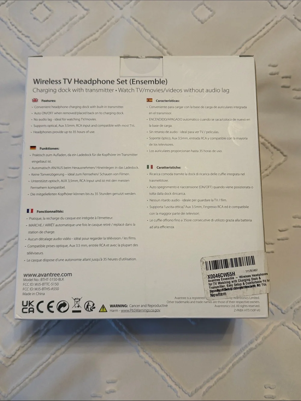 Avantree Ensemble Wireless TV Headphone Set - Black